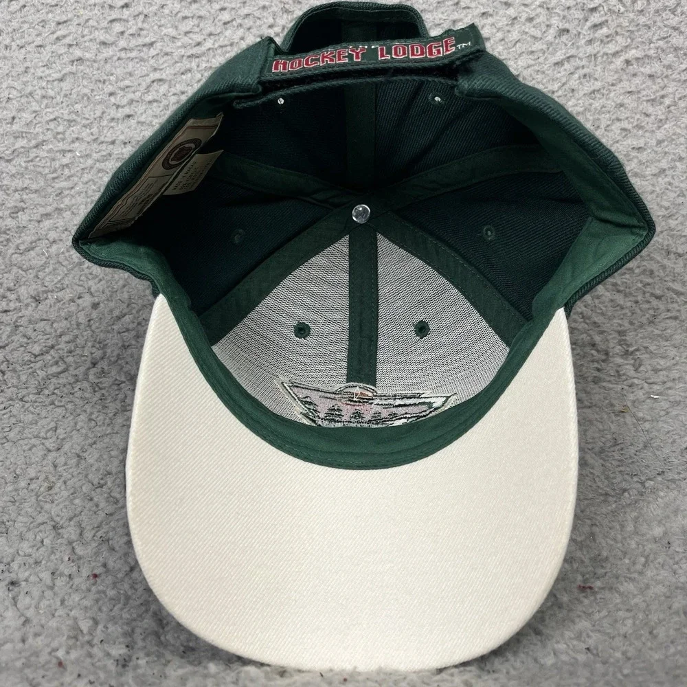 Vintage Minnesota Wild Hat Cap Strap Back‎ Green NHL Hockey Lodge Embroidered